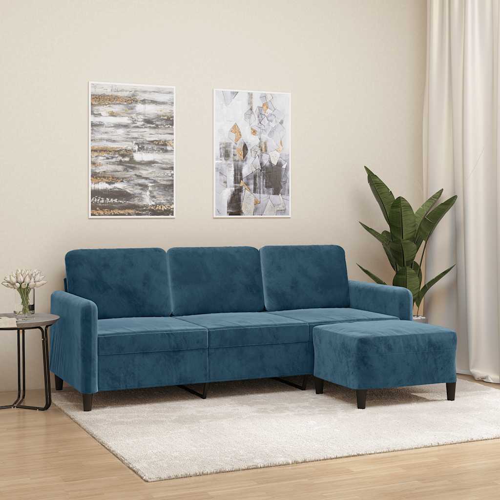 3-Sitzer-Sofa mit Hocker Rosa 180 cm Samt