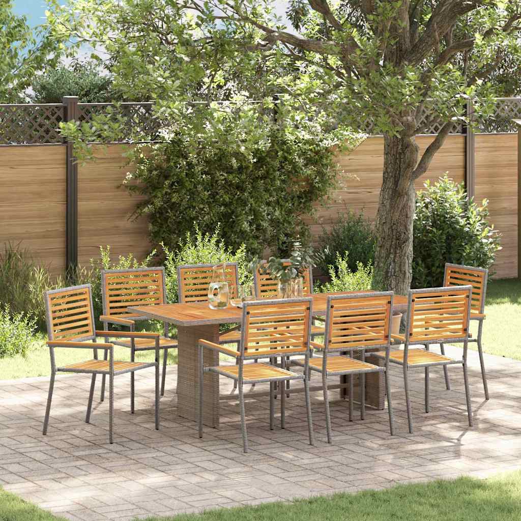 Garten Essgruppe 7 pcs Schwarz und Braun Poly-Rattan