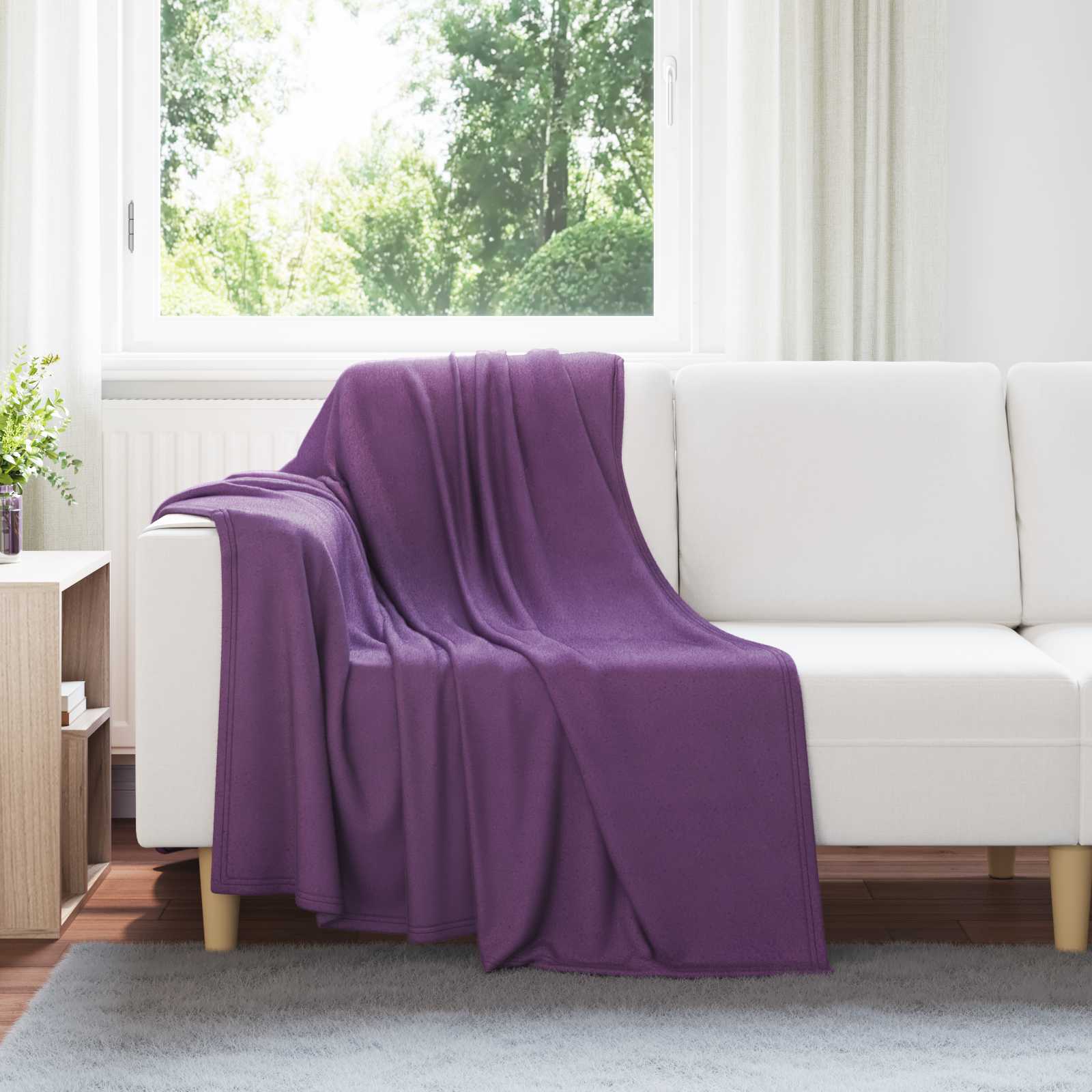 Überwurfdecke Beige 170 x 130 cm Fleece