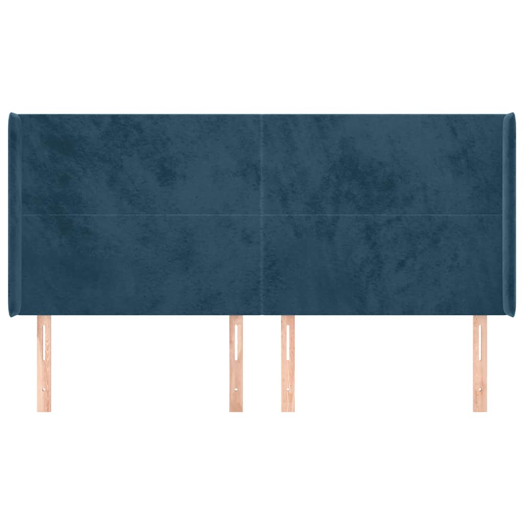 Kopfteil mit Ohren Dunkelblau 93x16x78/88 cm Samt