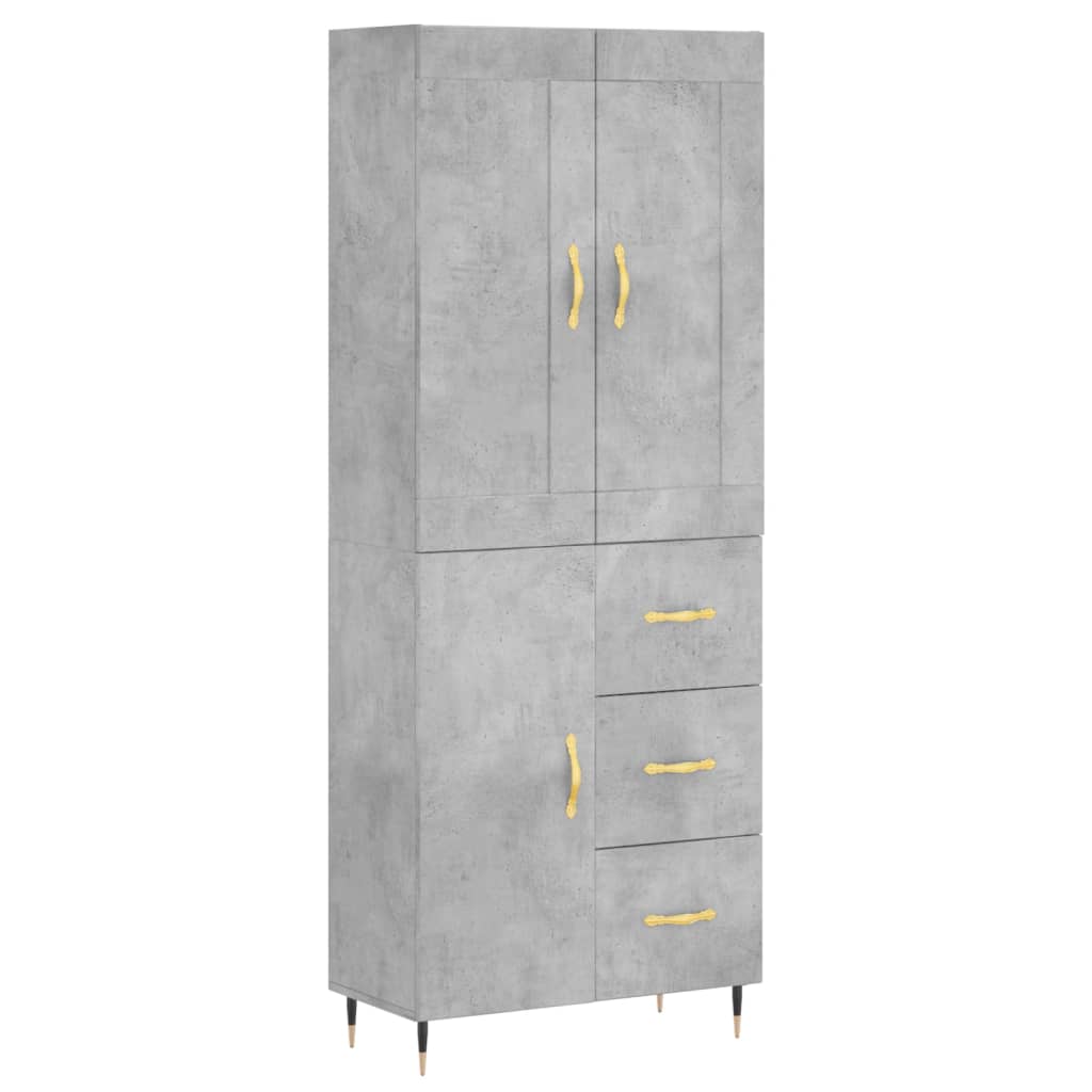 Highboard Betongrau 69,5x34x180 cm Holzwerkstoff