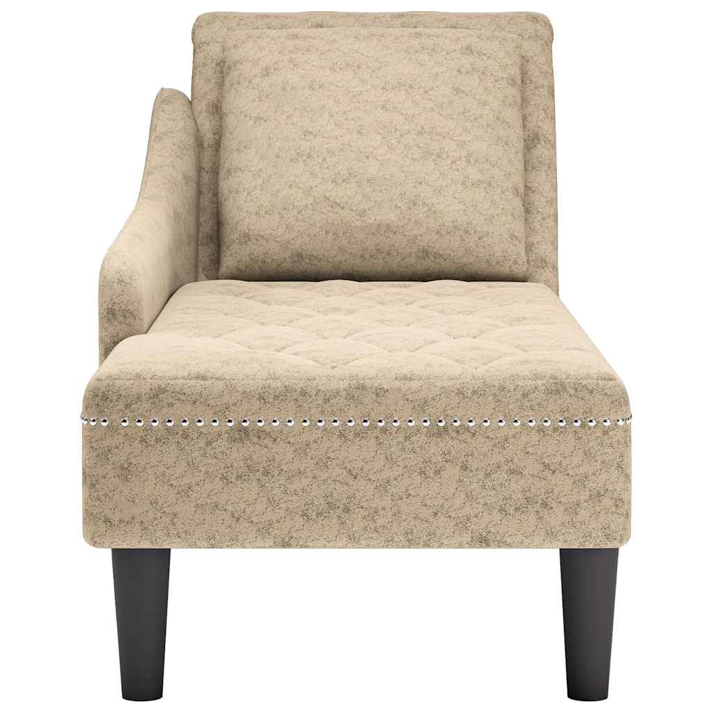 Chaiselongue mit Kissen und Rechter Armlehne Braun Kunstleder