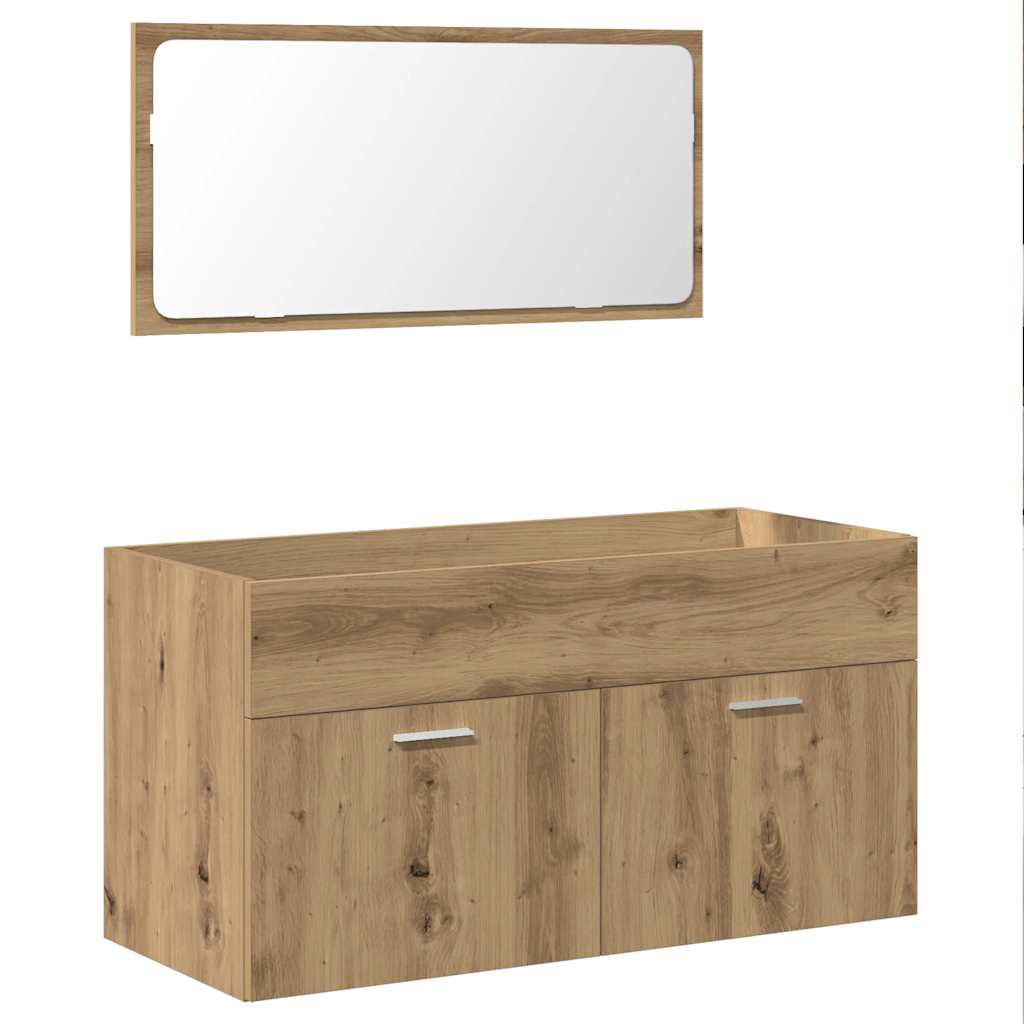 2-tlg. Badmöbel-Set Weiß Holzwerkstoff