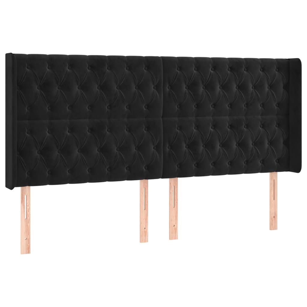 Kopfteil mit Ohren Dunkelblau 93x16x78/88 cm Samt