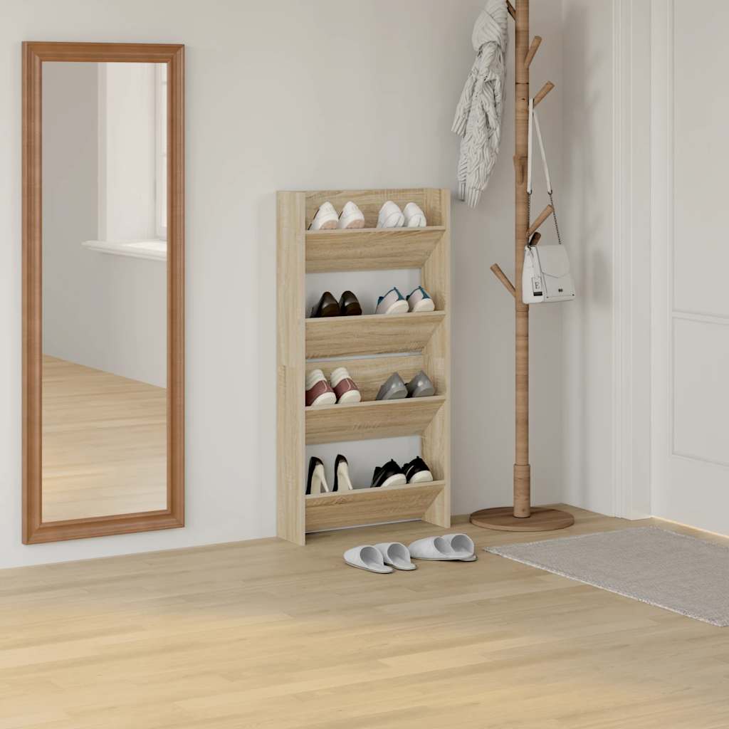 Wand-Schuhschränke 4 Stk. Weiß 60x18x60 cm Holzwerkstoff
