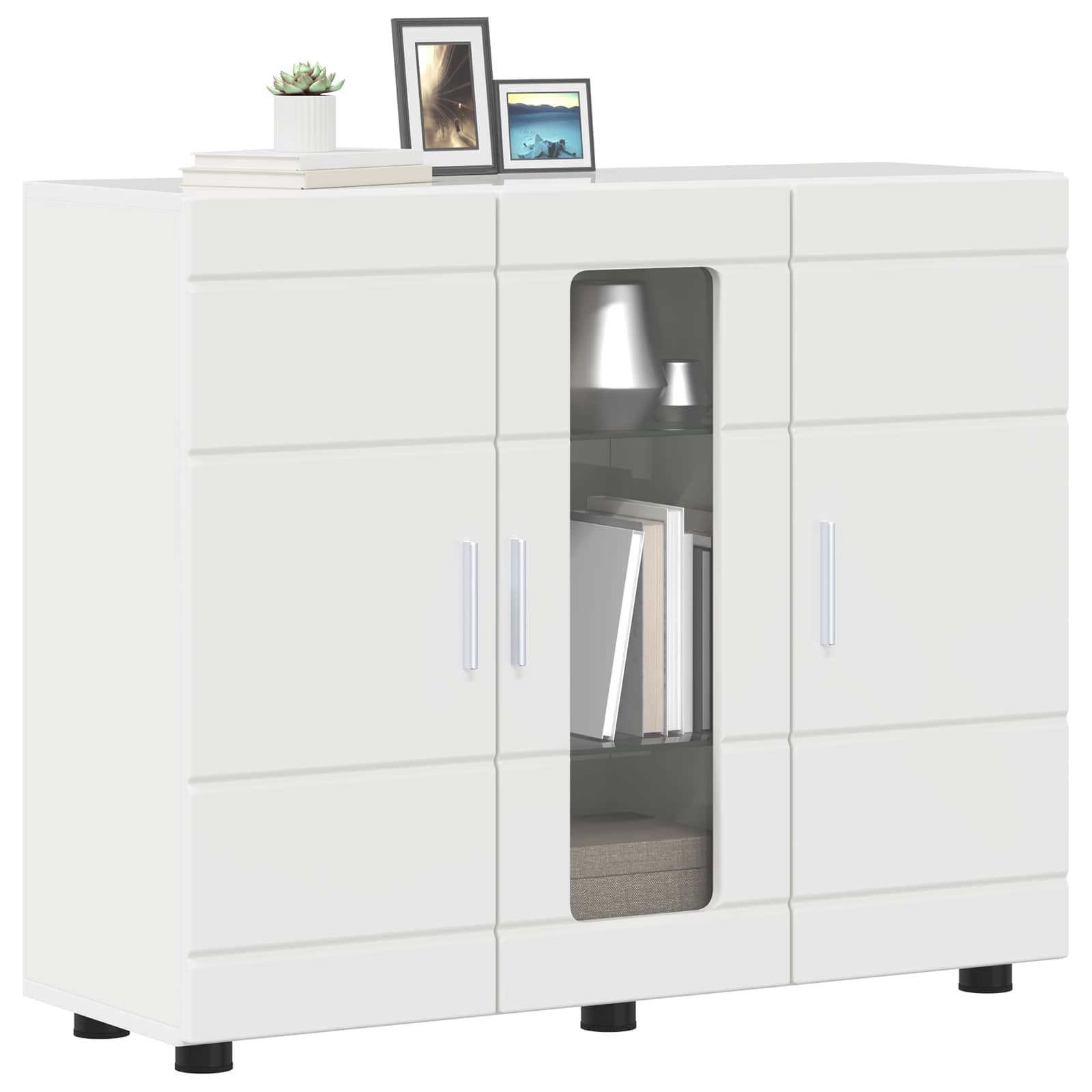 Highboard mit Regal FLORIN Weiß 60 x 35 x 182 cm Holzwerkstoff