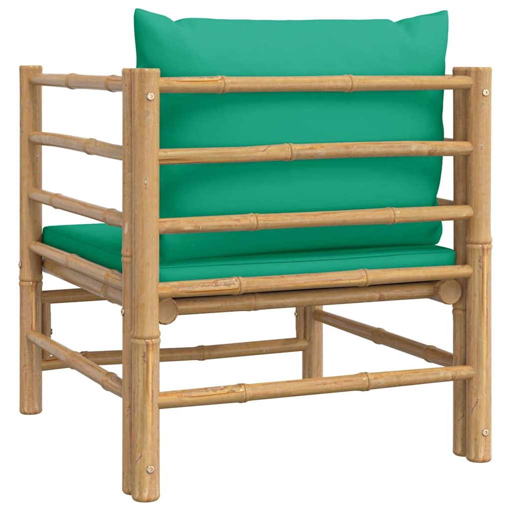 3-tlg. Garten-Lounge-Set mit Hellgrauen Kissen Bambus