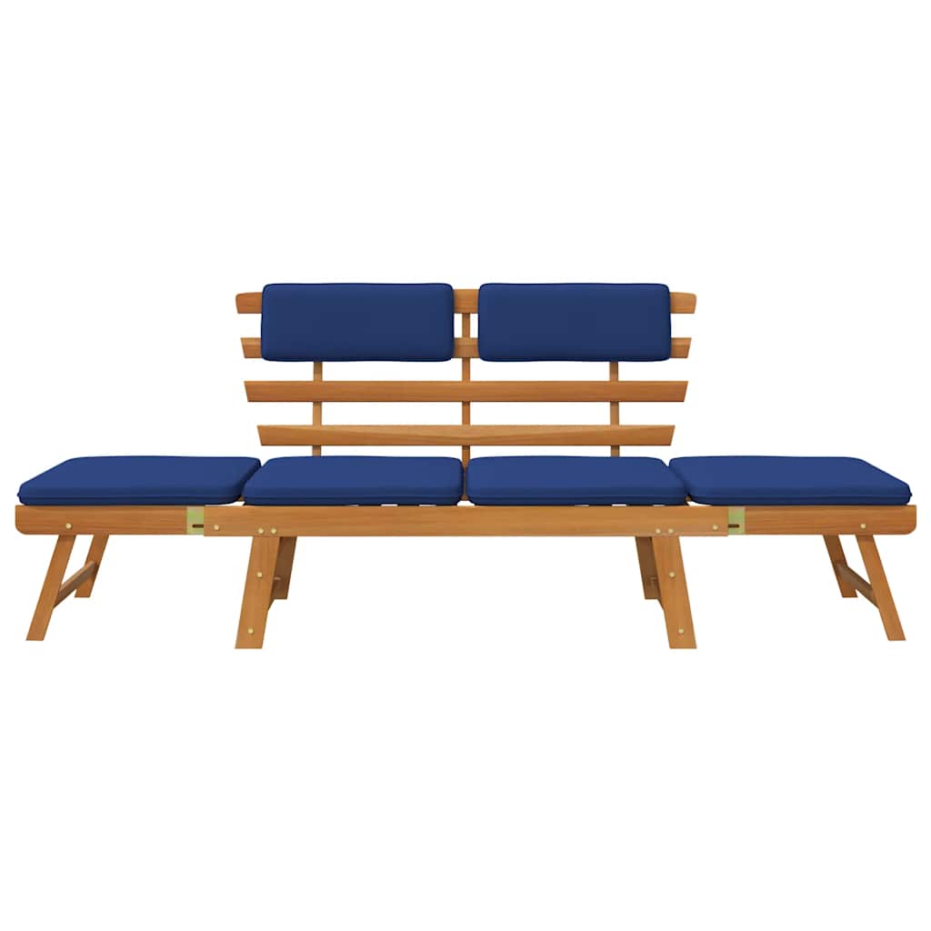 Gartenbank mit Auflagen 2-in-1 190 cm Grau Massivholz Akazie