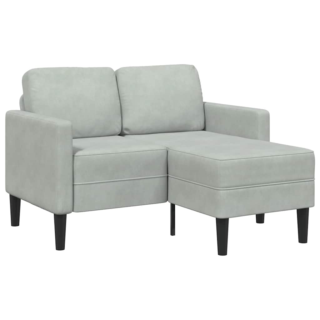 2-Sitzer-Sofa mit Chaiselongue L-Form Blau 125 cm Samt