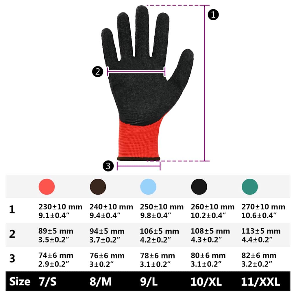 Arbeitshandschuhe 12 pcs Rot und Schwarz 7 / S Latexbeschichtung