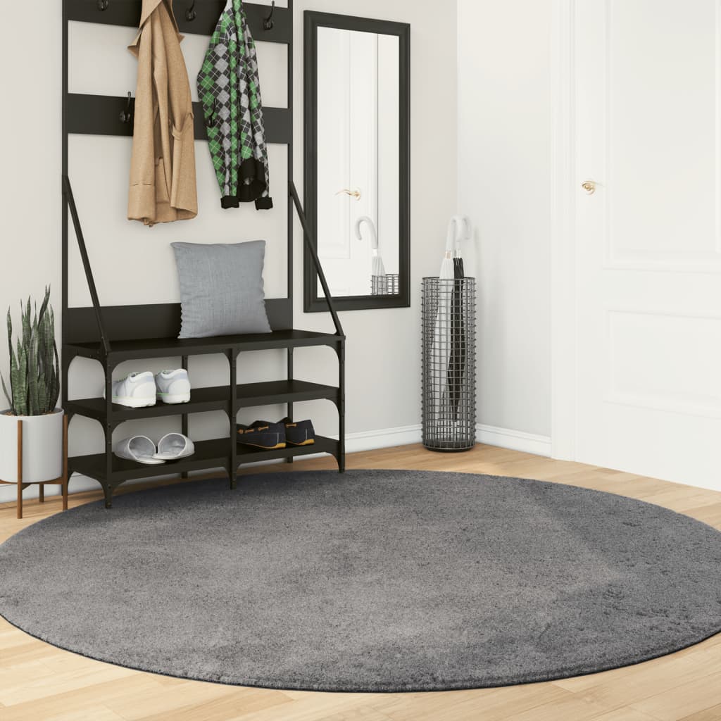 Teppich HUARTE Kurzflor Weich und Waschbar Anthrazit 60x110 cm