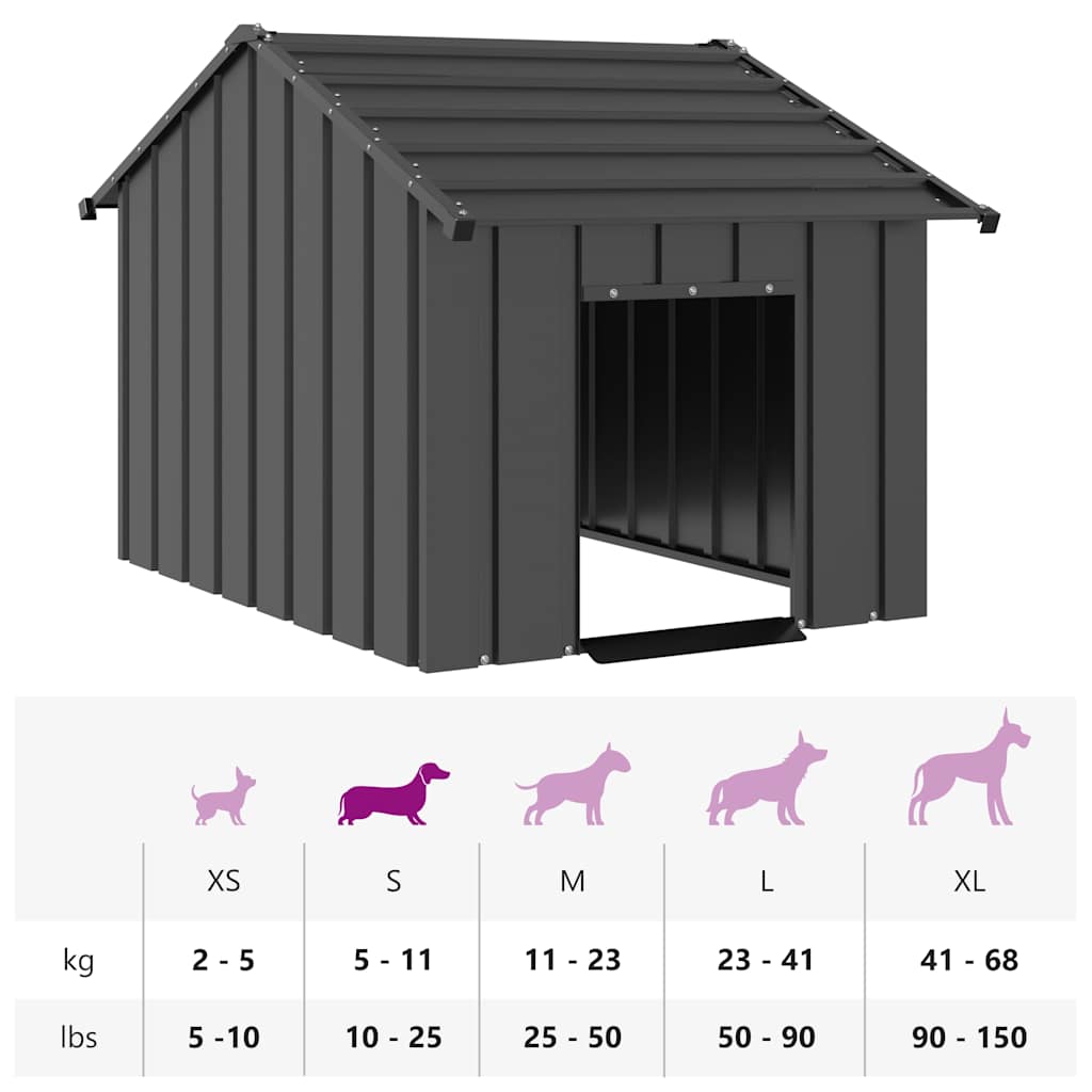 Hundehütte mit Dach 85x107x81 cm Verzinkter Stahl