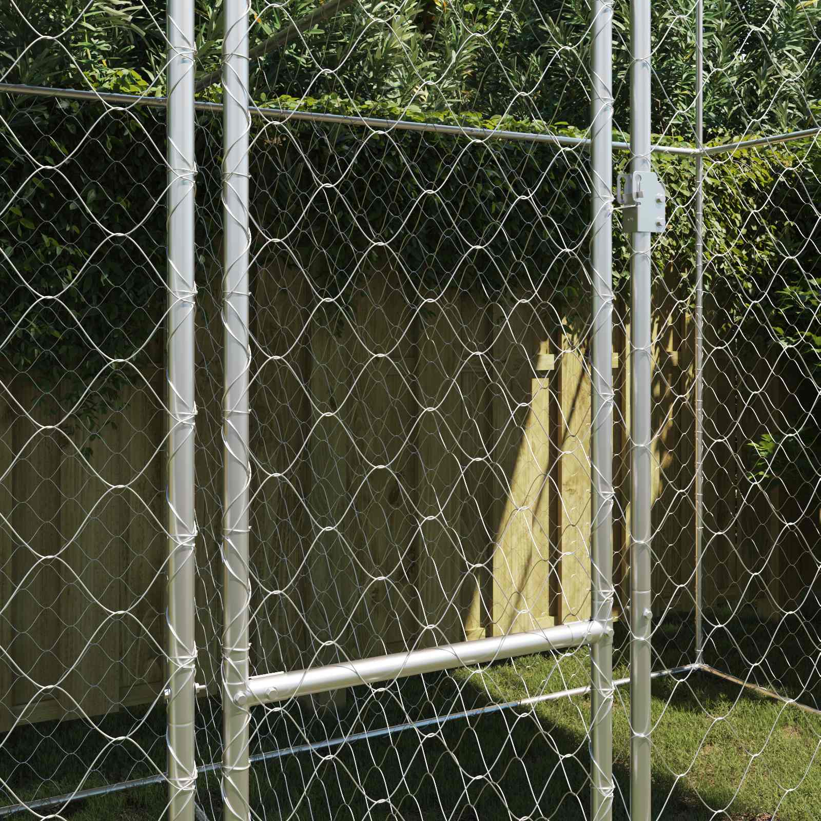 Hundezwinger mit Dach und Tür Grau 2x2x2 m Verzinkter Stahl