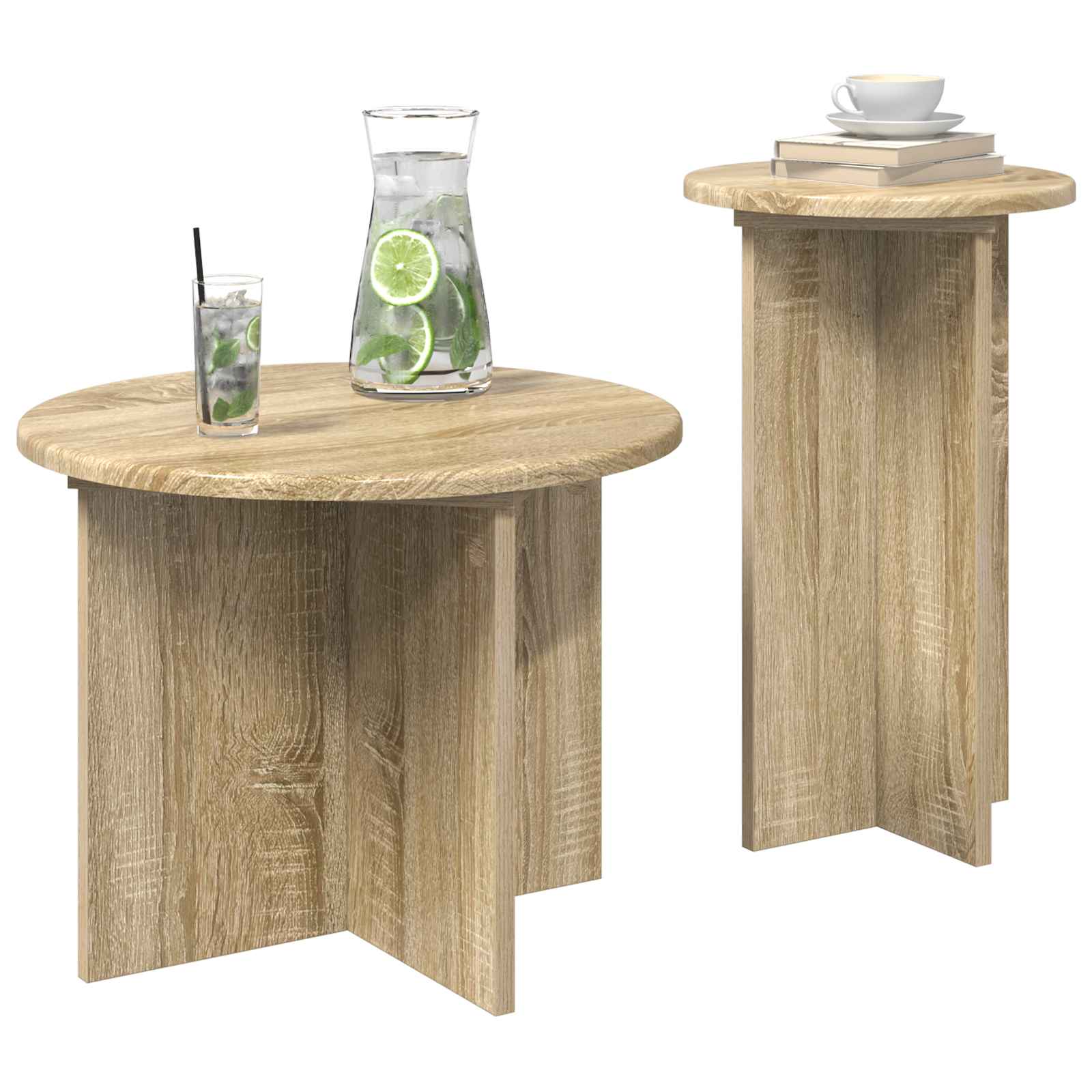 Beistelltisch-Set mit Speicher 2 pcs Weiß Holzwerkstoff