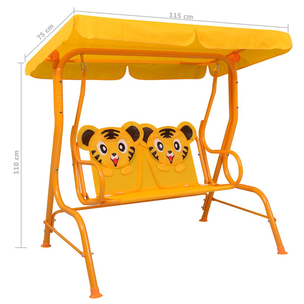 Kinder-Hollywoodschaukel Braun 115×75×110 cm Stoff