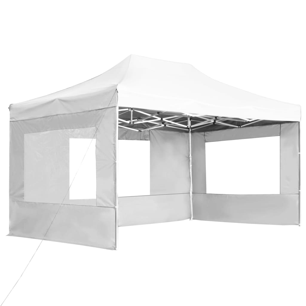 Profi-Partyzelt Faltbar mit Wänden Aluminium 3×3m Weiß