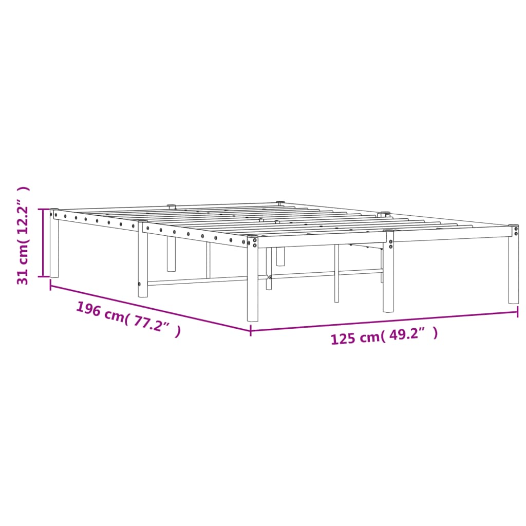 Bettgestell Metall Schwarz 75x190 cm