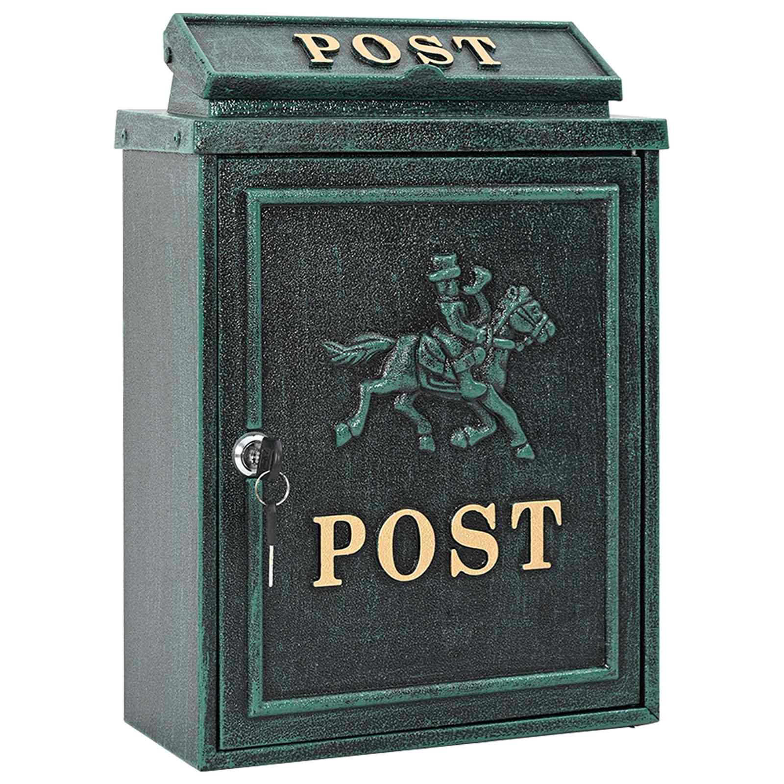 Wandmontierter Briefkasten Grün 29 x 13 x 41 cm Gussaluminium