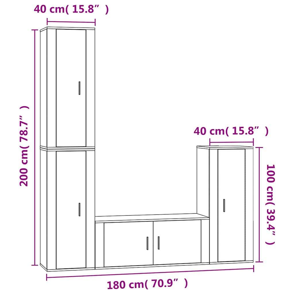 4-tlg. TV-Schrank-Set Weiß Holzwerkstoff