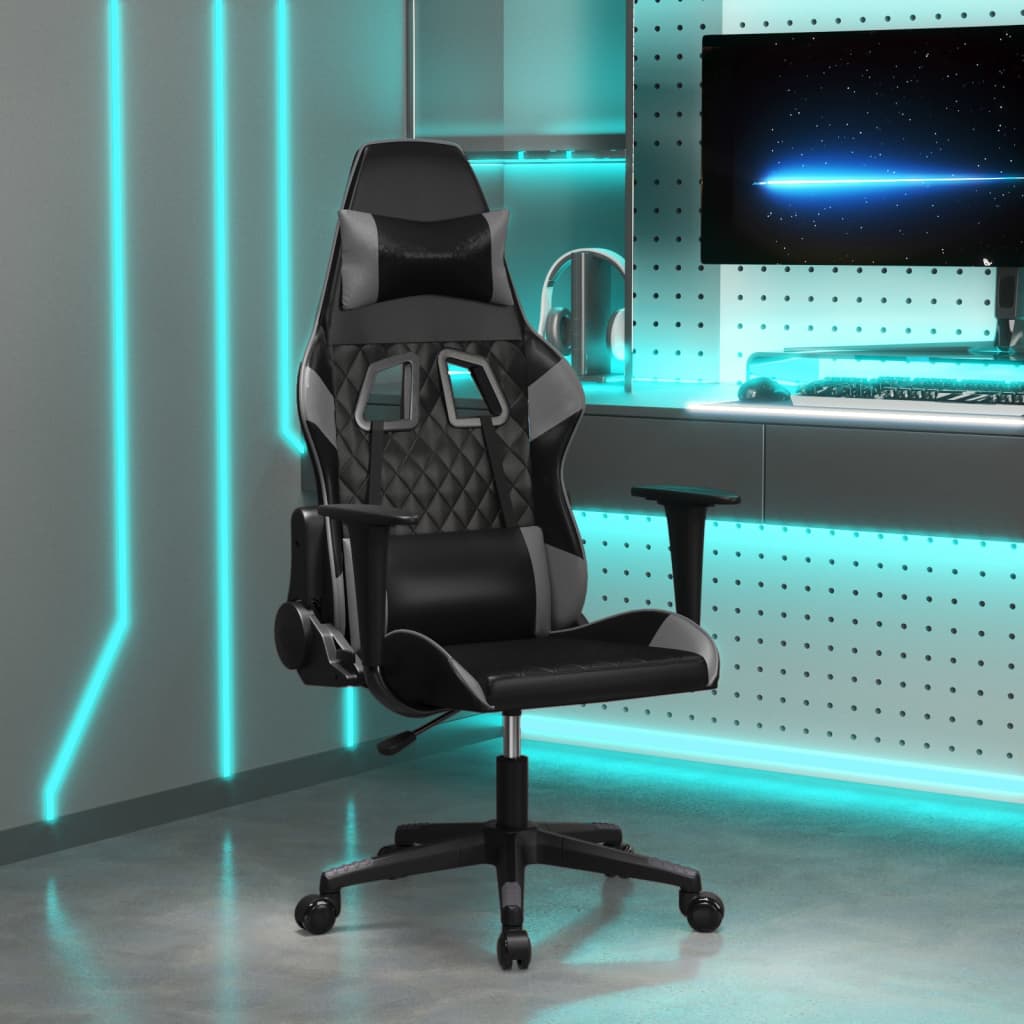 Gaming-Stuhl mit Massagefunktion Schwarz und Blau Kunstleder