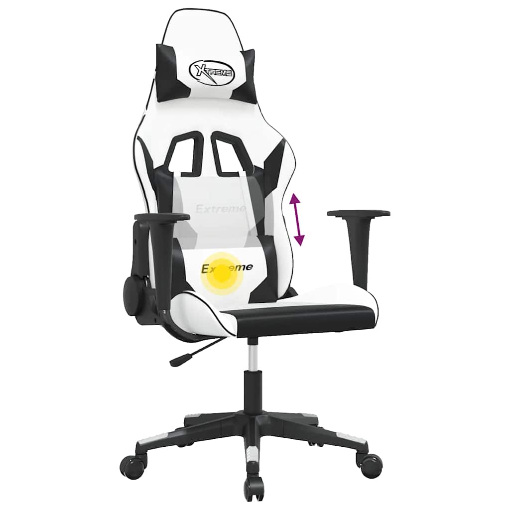 Gaming-Stuhl mit Massagefunktion Schwarz und Blau Kunstleder