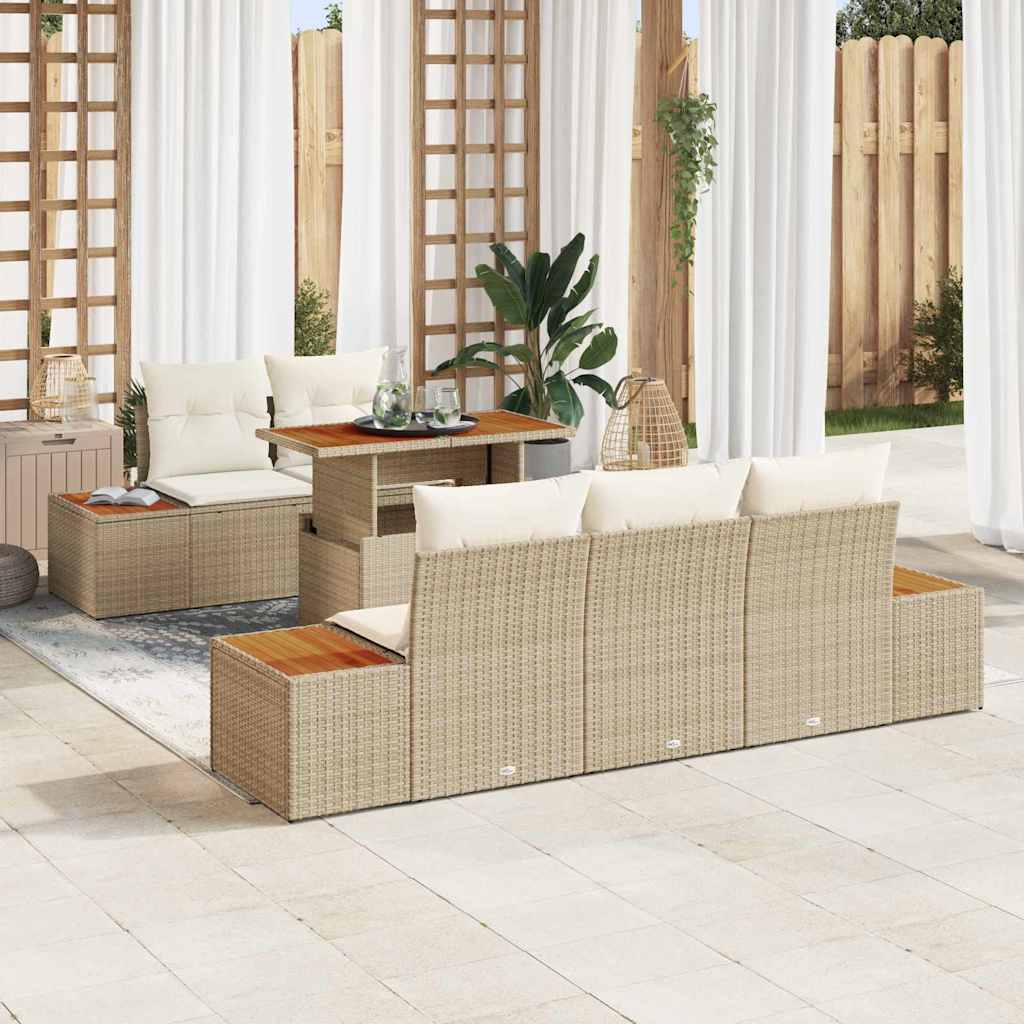 Garten Essgruppe mit Kissen 6 pcs Schwarz und Beige