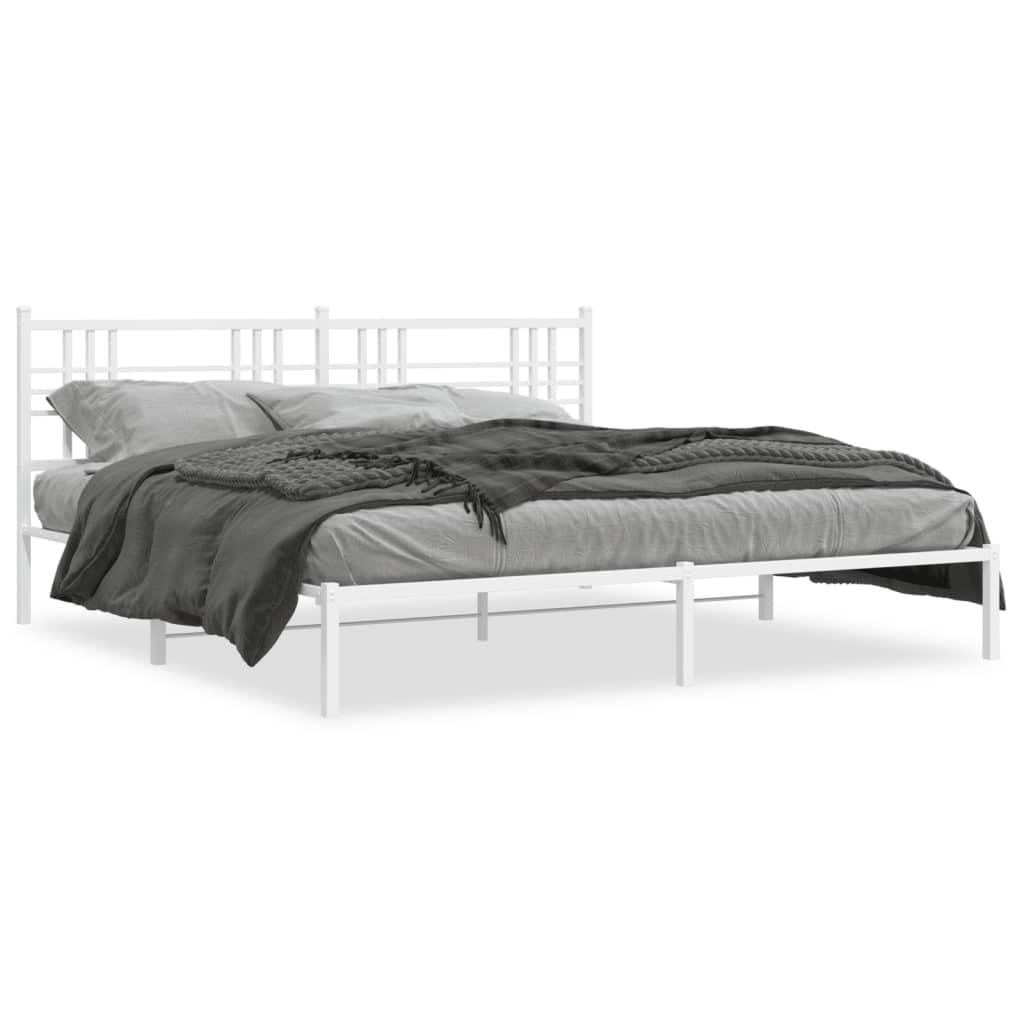 Bettgestell mit Kopf- und Fußteil Metall Schwarz 90x200 cm