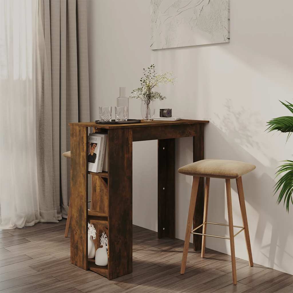 Bartisch mit Regal Weiß 102x50x103,5 cm Holzwerkstoff