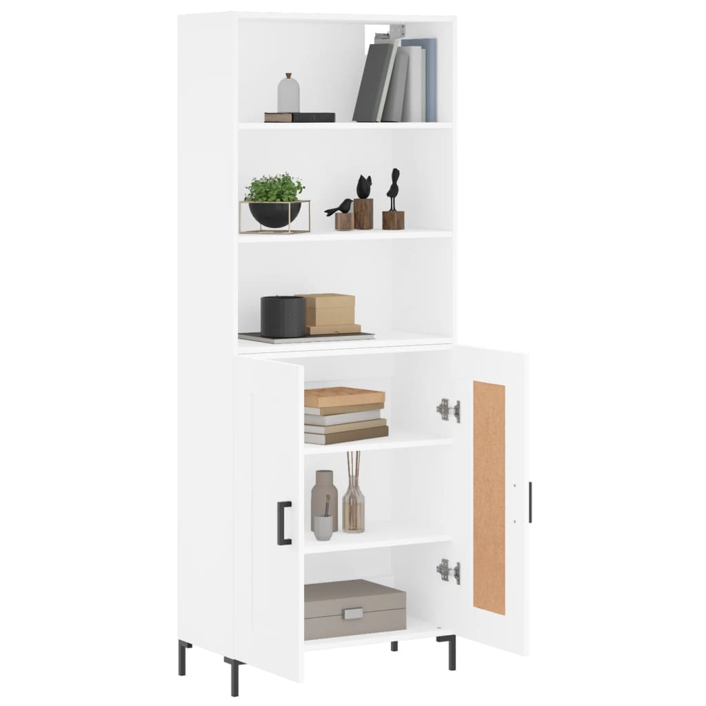 Highboard Hochglanz-Weiß 69,5x34x180 cm Holzwerkstoff