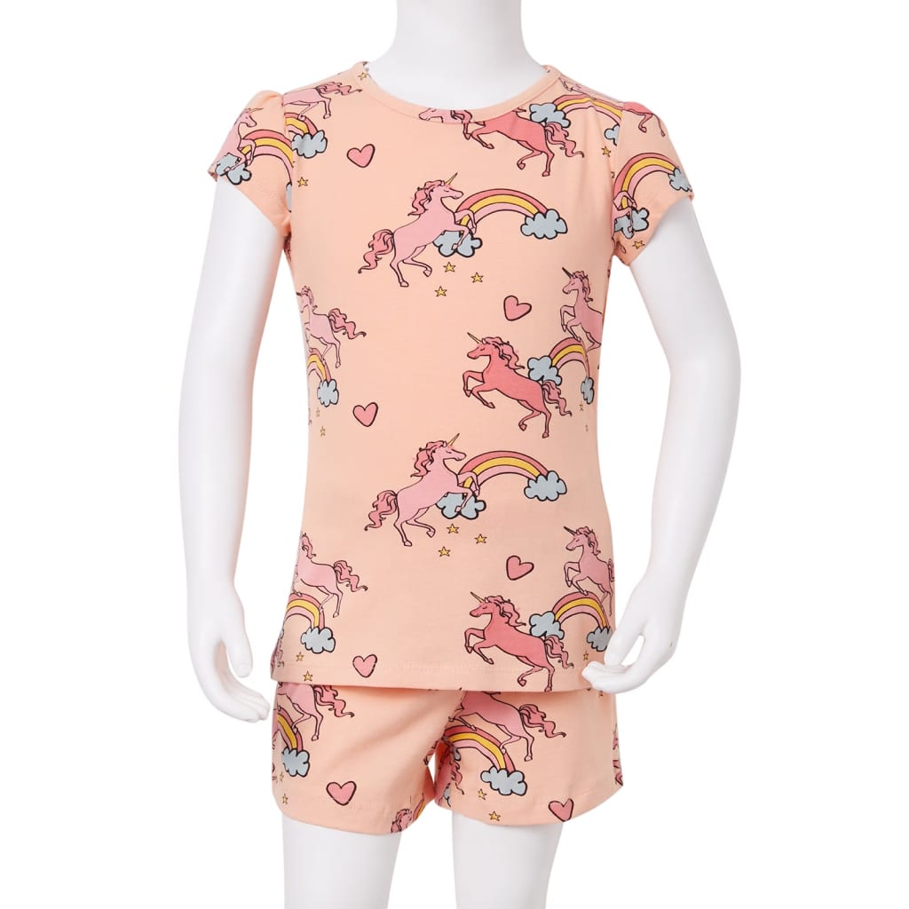 Kinderpyjama mit Kurzen Ärmeln Hellorange 92