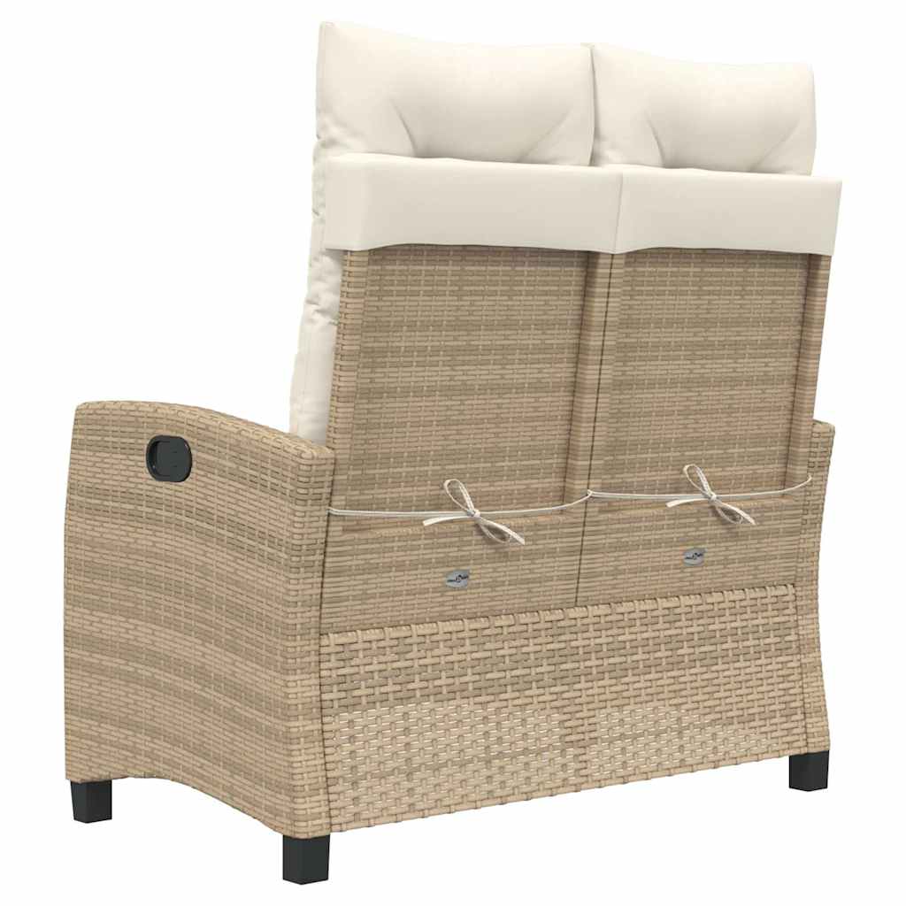 Gartenbank Verstellbar mit Kissen Schwarz Poly Rattan