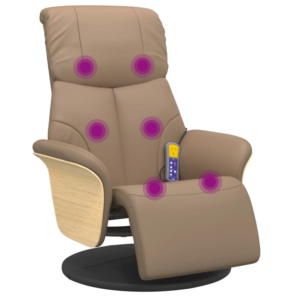 Massagesessel mit Fußteil Creme Kunstleder