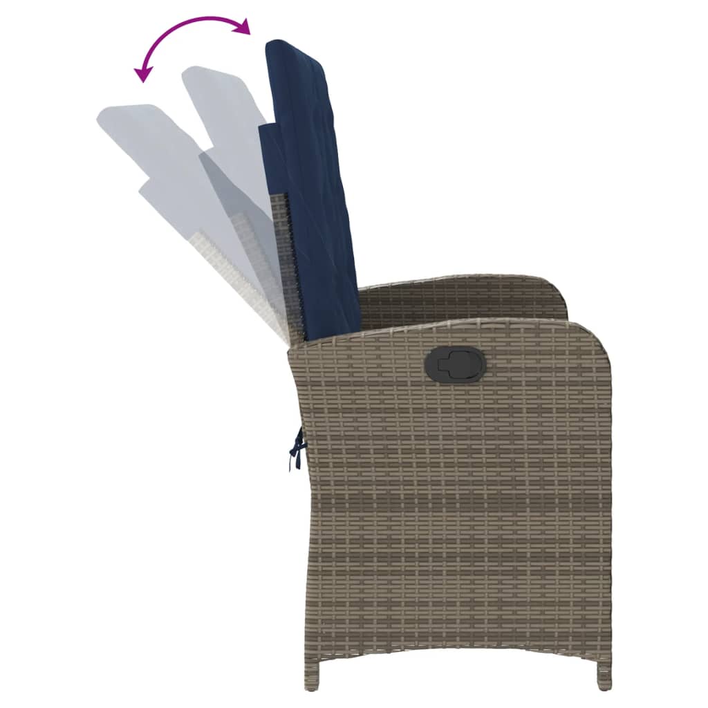 Gartenbank Verstellbar mit Kissen Braun Poly Rattan