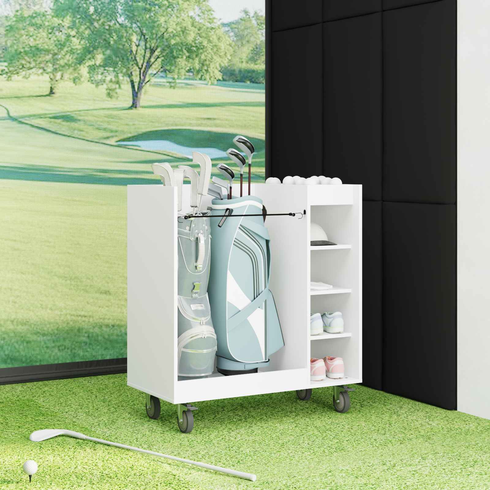 Golf Schrank Mit Rad Uni Weiß 65 x 45 x 98 cm