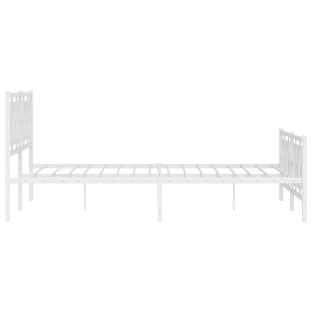 Bettgestell mit Kopf- und Fußteil Metall Weiß 180x200 cm