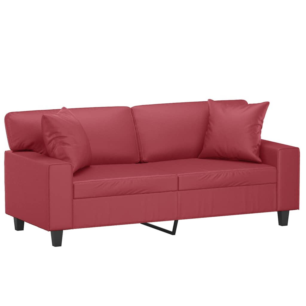 2-Sitzer-Sofa mit Zierkissen Creme 120 cm Kunstleder