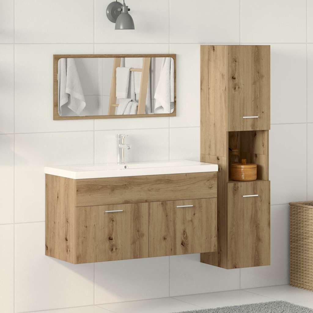 3-tlg. Badmöbel-Set Betongrau Holzwerkstoff