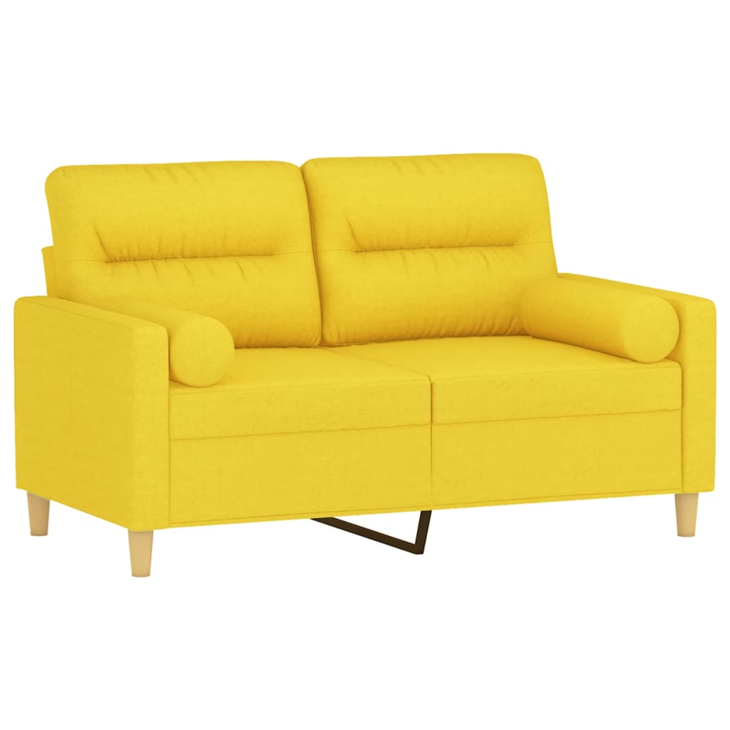 2-Sitzer-Sofa mit Zierkissen Braun 120 cm Stoff