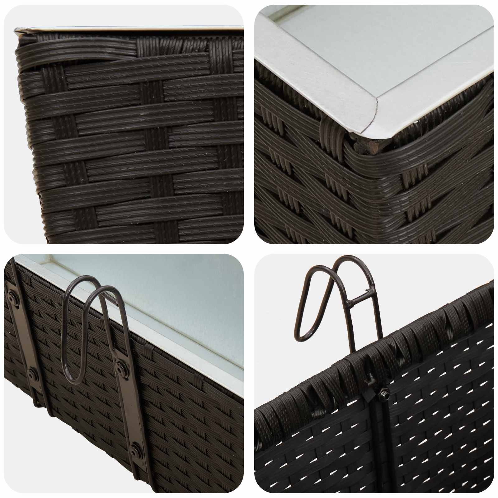 Balkon 2 pcs Schwarz 50 x 17 x 17 cm Metall