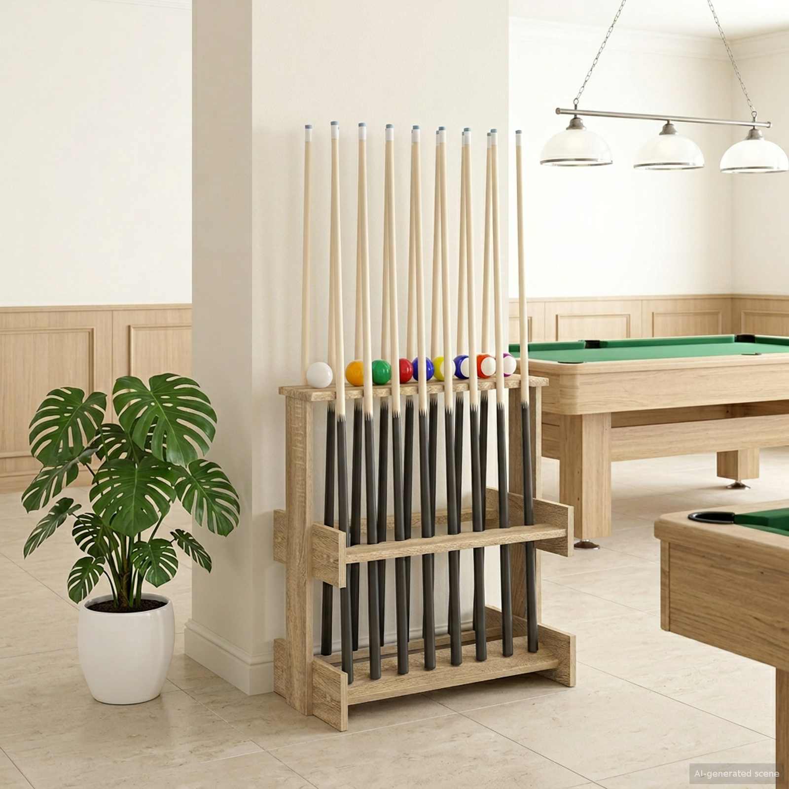 Billardqueue-Ständer Holzwerkstoff 60 x 35 x 60 cm Weiß