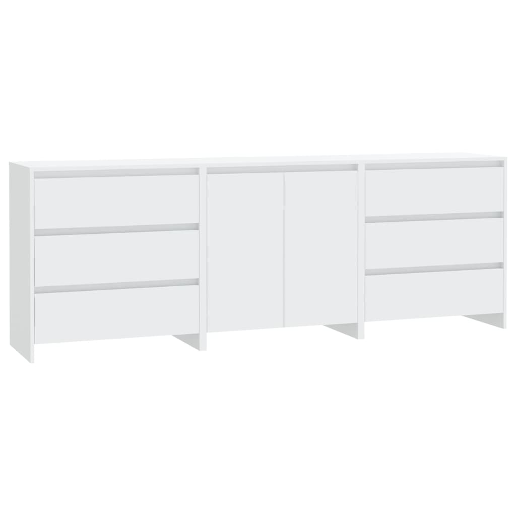 3-tlg. Sideboard Weiß Holzwerkstoff