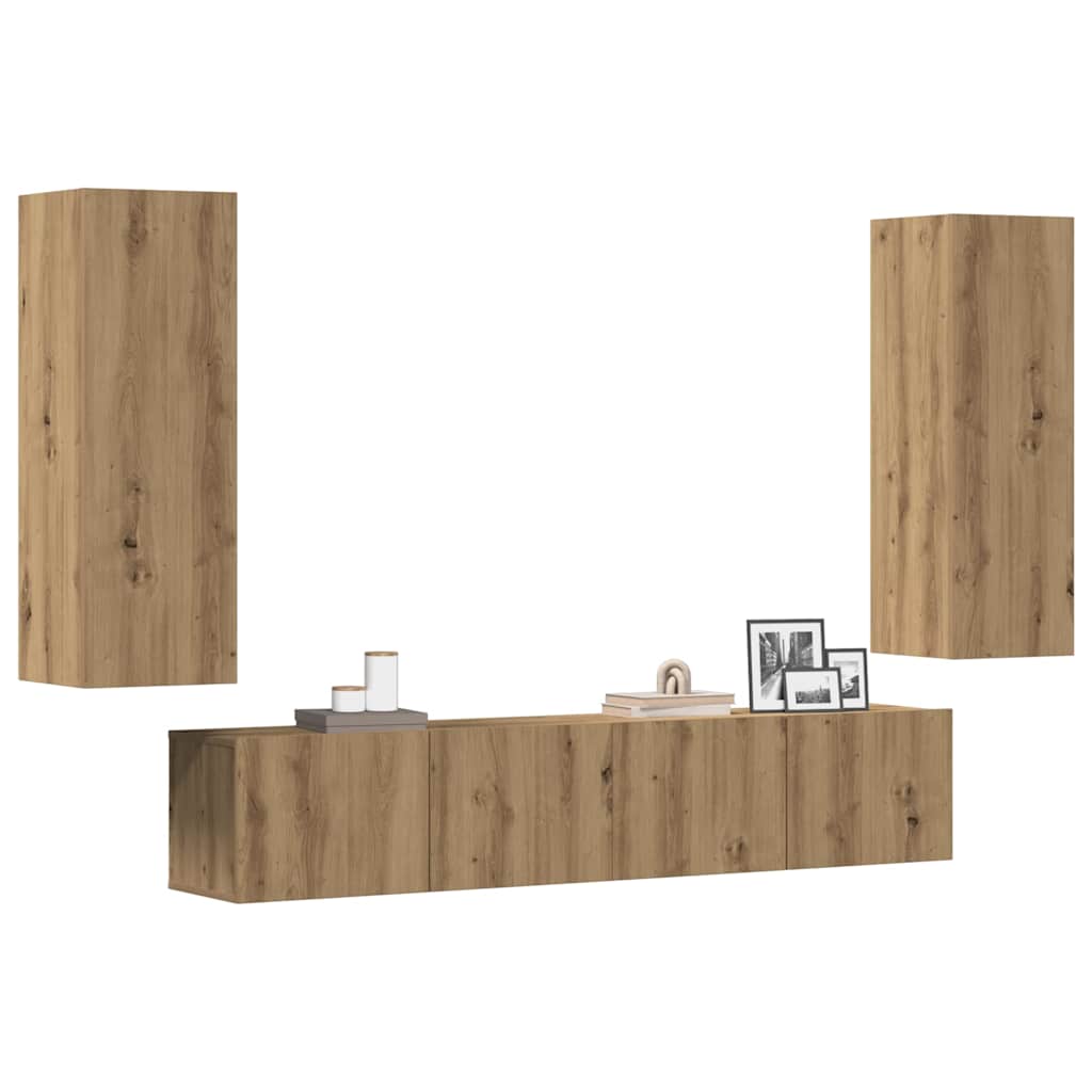 4-tlg. TV-Schrank-Set Weiß Holzwerkstoff