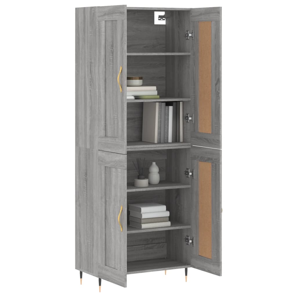 Highboard Betongrau 69,5x34x180 cm Holzwerkstoff
