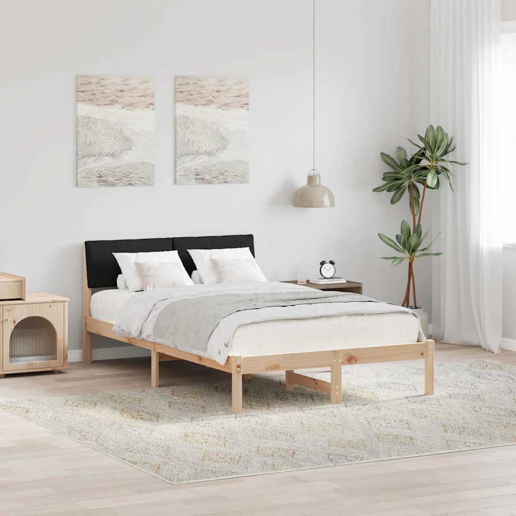 Bettgestell Braun und hellgrau 200 x 200 cm Massivholz Kiefer