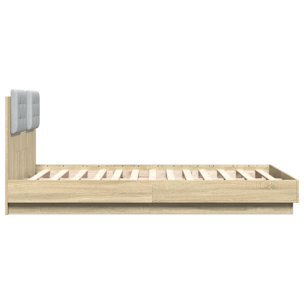 Bettgestell mit Kopfteil Grau Sonoma 180x200 cm Holzwerkstoff