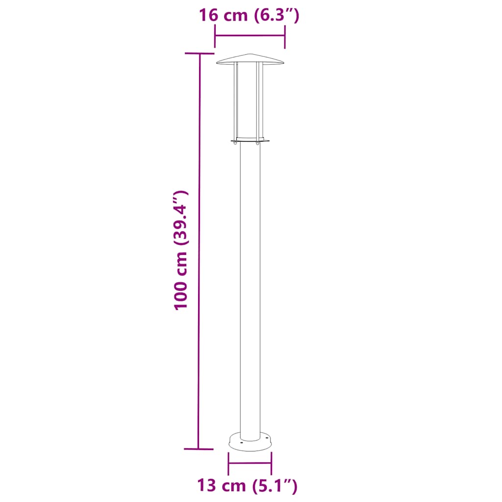 Wegeleuchte Silbern 60 cm Edelstahl