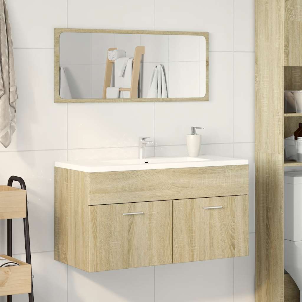 2-tlg. Badmöbel-Set Weiß Holzwerkstoff