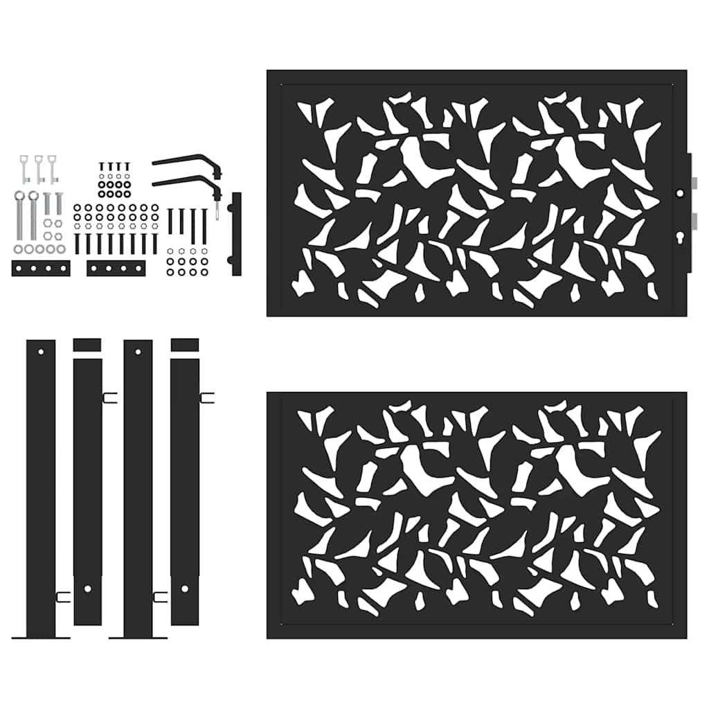 Gartentor Schwarz 100x100 cm Stahl Lichtdesign