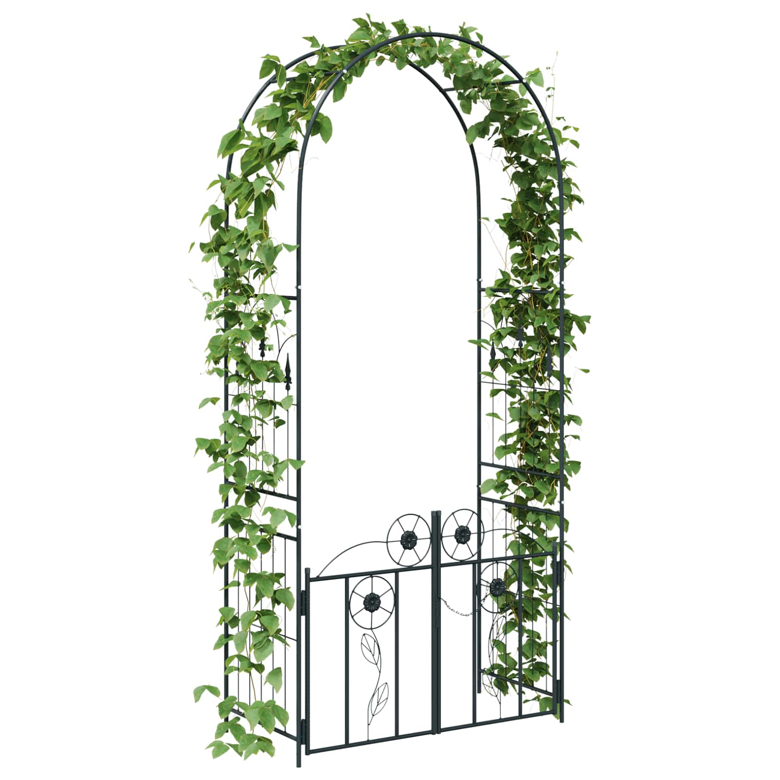 Gartenbogen mit Schloss Schwarz 102 x 50 x 218 cm