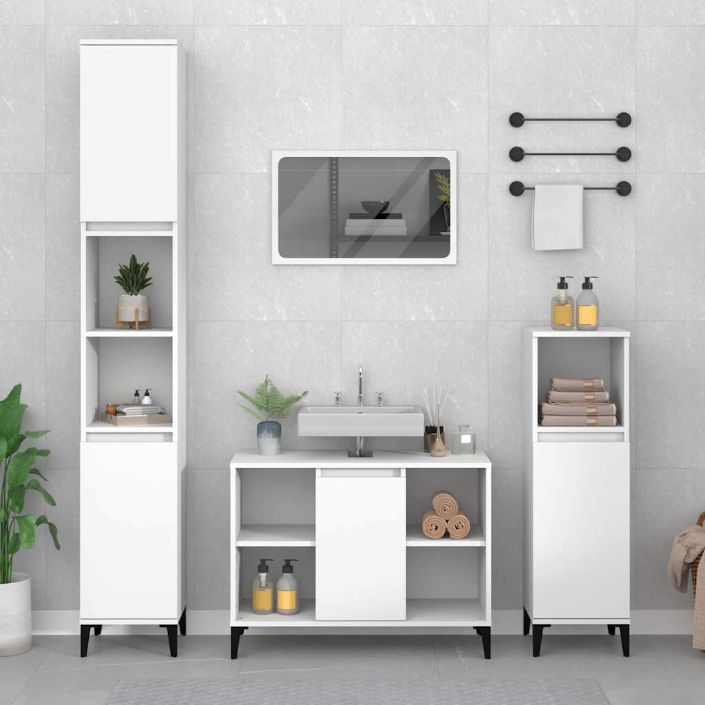 3-tlg. Badmöbel-Set Räuchereiche Holzwerkstoff